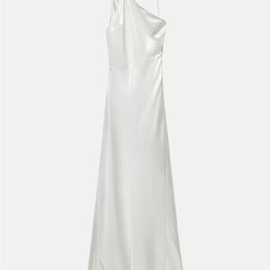 Zara White Asymmetrical One Shoulder Gown